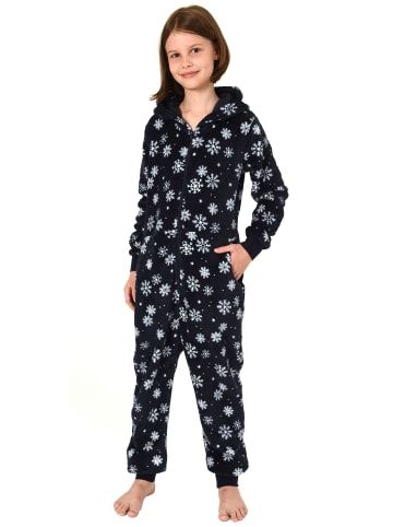 NORMANN Jumpsuit Overall Onesie Schlafanzug Eiskristall Sterne in navy