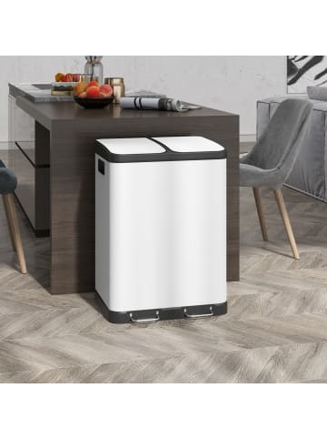 HOMCOM Mülleimer-48,8L x 39,5B x 67H cm-Weiß