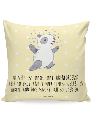 Mr. & Mrs. Panda 40x40 Kissen Panda Bipolar mit Spruch in Gelb Pastell