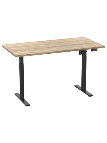 VCM  Schreibtisch höhenverstellbar Lona 140x50 in Schwarz / Sonoma-Eiche