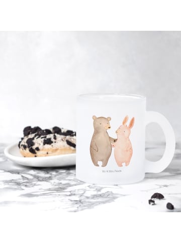 Mr. & Mrs. Panda Teetasse Bär und Hase Umarmen ohne Spruch in Transparent