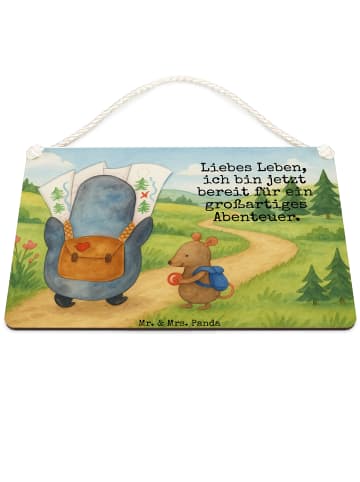 Mr. & Mrs. Panda Schild Pinguin & Maus Wanderer Design mit Spruch in Weiß