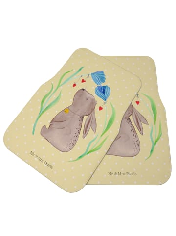 Mr. & Mrs. Panda Fußmatte Auto Hase Blume ohne Spruch in Gelb Pastell