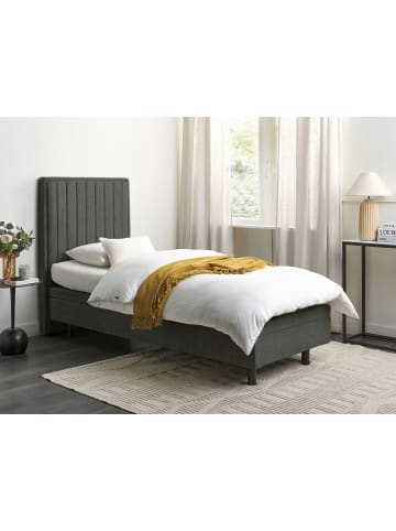 Beliani Einzelbett CASTELLAN in Grau/Schwarz - (W) 90 x (H) 120 x (L) 216 cm