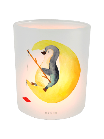 Mr. & Mrs. Panda Kerzenhalter Pinguin Mond ohne Spruch in Transparent