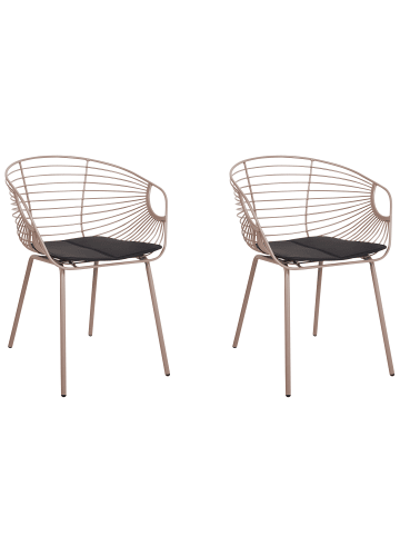Beliani 2er-Set Esszimmerstuhl HOBACK in Beige/Schwarz