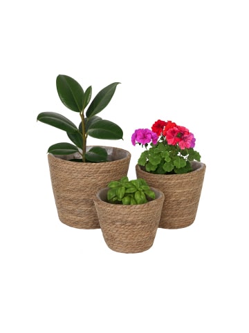 relaxdays 3 x Blumentopf in Natur