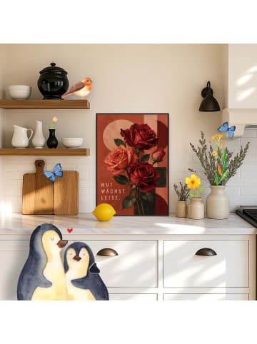 Mr. & Mrs. Panda Posterdruck Rosen modern Design mit Spruch in Weiß