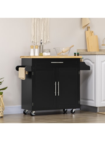 HOMCOM Küchenwagen in Schwarz 109L x 40B x 89H cm