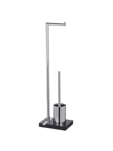 Wenko Stand WC-Garnitur Noble Black - Polyresin/Chrom in Schwarz, 20 x 74 x 15 cm