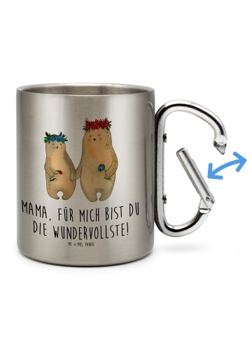 Mr. & Mrs. Panda Thermobecher Bären mit Blumenkranz mit Spruch in Silber