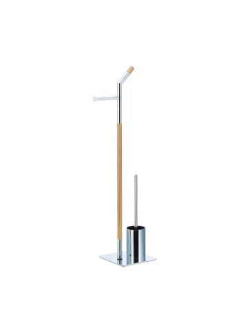 relaxdays WC Garnitur in Silber/Natur - (B)24 x (H)90 x (T)20 cm