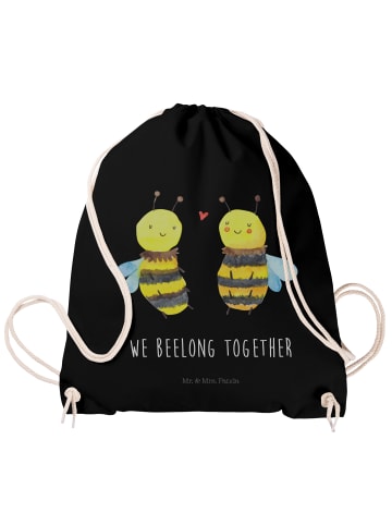 Mr. & Mrs. Panda Turnbeutel Biene Verliebt mit Spruch in Schwarz