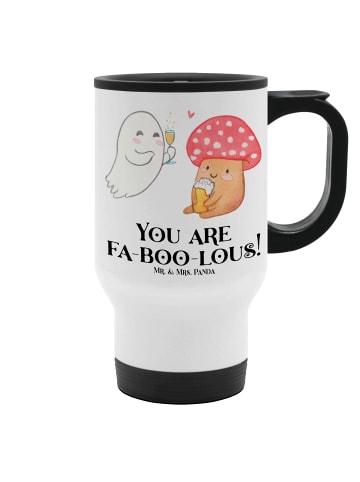 Mr. & Mrs. Panda To-Go-Becher Halloween Zauber mit Spruch in Weiß