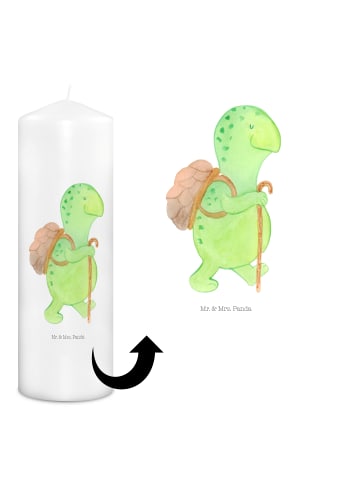 Mr. & Mrs. Panda Bedruckte Kerze Schildkröte Wanderer ohne Spruch in Weiß