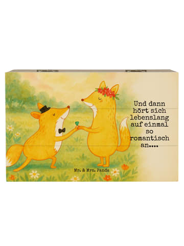 Mr. & Mrs. Panda Holzkiste Füchse Hochzeit Design mit Spruch in Weiß