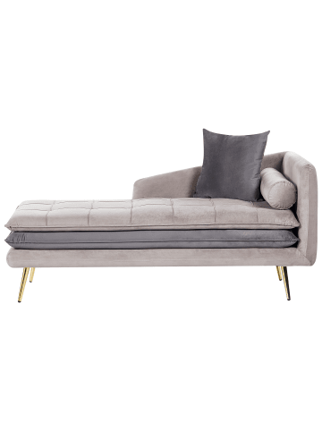 Beliani Chaiselongue GONESSE in Beige/Grau/Gold - (W) 160 x (H) 72 x (L) 79 cm