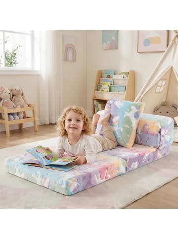 COSTWAY 3 in 1 Kindersofa im Dunkeln Leuchtend in Bunt