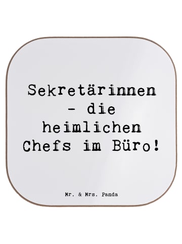 Mr. & Mrs. Panda Untersetzer für Gläser Spruch Sekretärin Chefin... in Weiß
