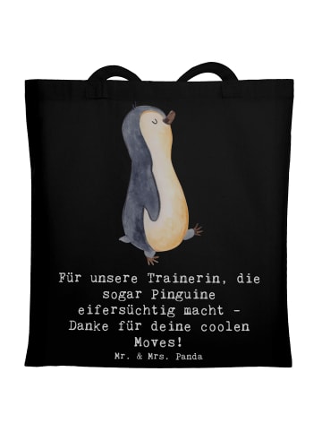 Mr. & Mrs. Panda Beutel Eiskunstlauf Trainerin mit Spruch in Schwarz