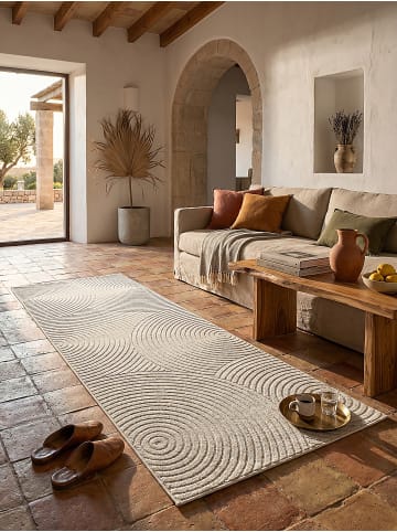 KADIMA DESIGN Teppich Outdoor Geometrisch pflegeleicht Balkon Terrasse Outdoor Garten in Creme