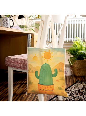 Mr. & Mrs. Panda Einkaufstaschen Kaktus Sonne Design ohne Spruch in Weiß