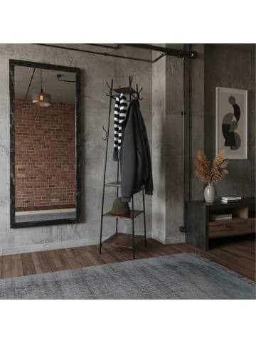 relaxdays Garderobenständer in Schwarz/ Dunkelbraun - (B)43 x (H)180 x (T)43 cm