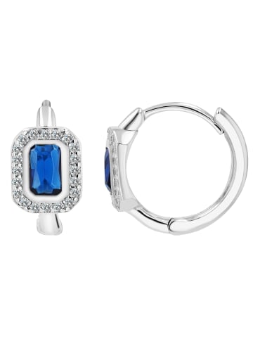 Adeliás Damen Ohrringe – Klappcreole aus 925 Silber mit Zirkonia in silber