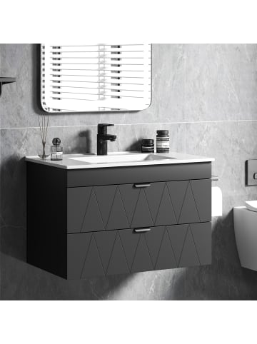 HOMCOM Waschbeckenunterschrank-76L x 46B x 50H cm-Schwarz