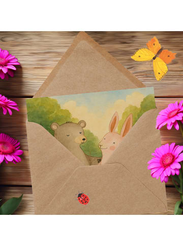 Mr. & Mrs. Panda Grußkarte Bär und Hase Umarmen Design ohne Spruch in Weiß