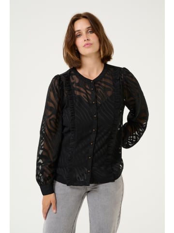 Cream Langarm-Bluse CRYana Straight fit in Pitch Black Animal