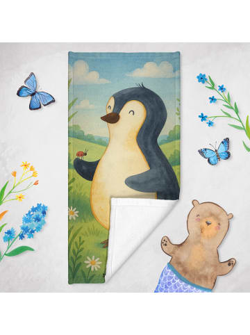 Mr. & Mrs. Panda Strandtuch Pinguin Marienkäfer Design ohne Spruch in Eisblau