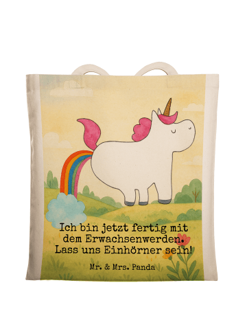 Mr. & Mrs. Panda Tragetasche Einhorn Pupsen Design mit Spruch in Weiß