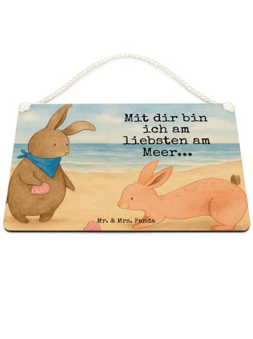 Mr. & Mrs. Panda Schild Hasen Muschel Design mit Spruch in Weiß