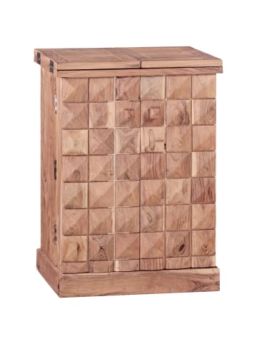 KADIMA DESIGN Massivholz Hausbar, ausklappbar, 65x91x50 cm, Barschrank mit Türen in Beige