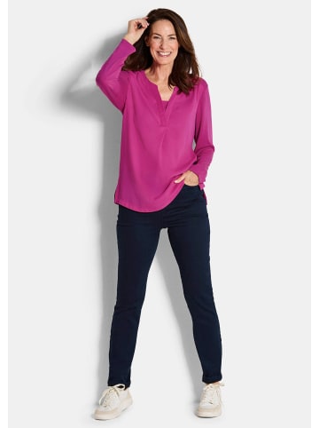 GOLDNER Blusenshirt Elegantes Chiffonshirt mit Jersey-Details in beere
