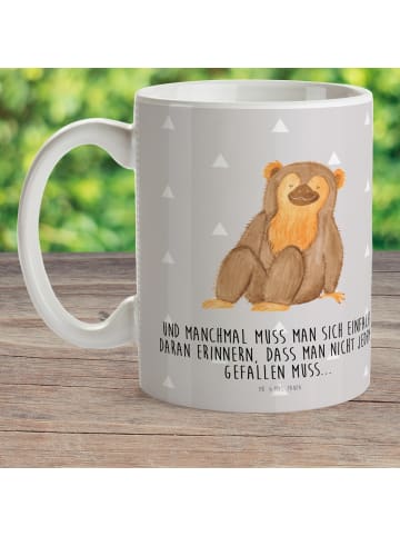 Mr. & Mrs. Panda Kinderbecher Affe mit Spruch in Grau Pastell