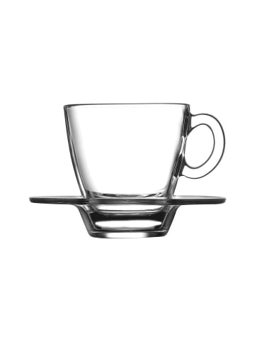 Pasabahce 12-tlg. Aqua Service Kaffeetassen mit Teller in Transparent