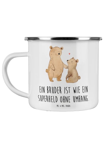 Mr. & Mrs. Panda Kaffeebecher Bruder Superheld mit Spruch in Weiß