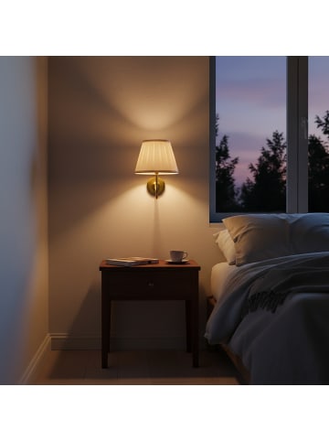 relaxdays Wandlampe in Elfenbeinweiß/ Bronze - (H)32,5 x  Ø27 cm