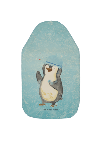 Mr. & Mrs. Panda Wärmflasche Pinguin Duschen ohne Spruch in Eisblau