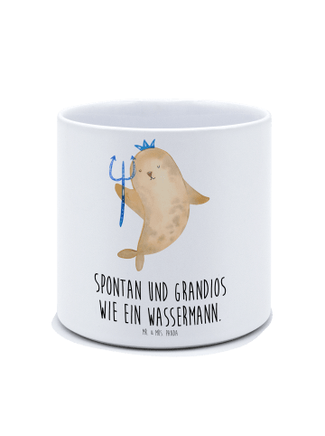 Mr. & Mrs. Panda Blumentopf Groß Sternzeichen Wassermann mit Spruch in Weiß