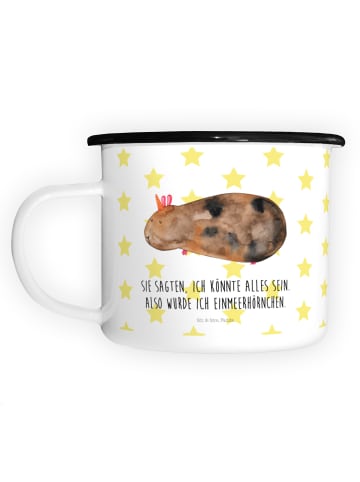 Mr. & Mrs. Panda XL Emaille Tasse Einhorn Meerschweinchen mit Sp... in Weiß