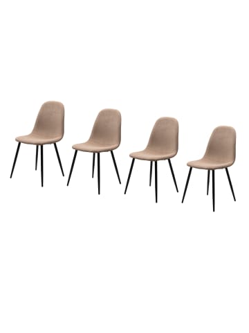 Furn.Design Stuhl 4er-Set braun Cord, Esszimmerstuhl mit 4-Fuß-Gestell
