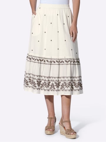 Heine Stickereirock in champagner-dunkeltaupe-gemustert