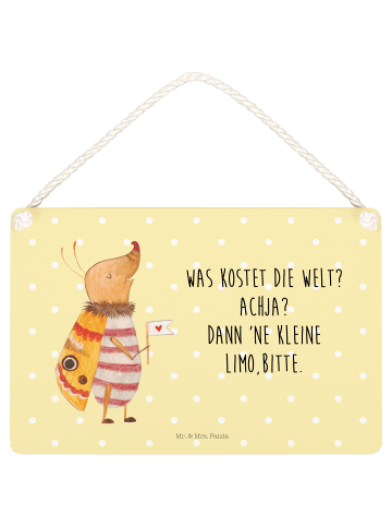 Mr. & Mrs. Panda Holzschild Nachtfalter Fähnchen mit Spruch in Gelb Pastell