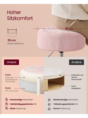 VASAGLE 2er-Set: Barhocker in Pastellrosa - (B)38 x (H)(44-60) x (T)38 cm