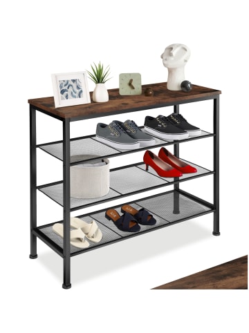tectake Schuhregal Newport 80,5 x 30,5 x 72,5 cm, Industrial Holz dunkel, rustikal