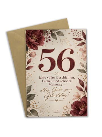 Geburtstagskarte 56. Geburtstag Zahl elegant De... in Weiß