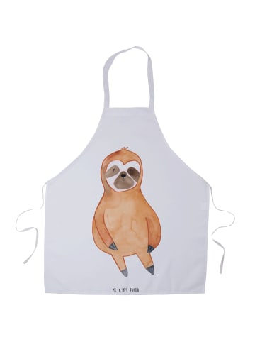 Mr. & Mrs. Panda Schürze Faultier Zufrieden ohne Spruch in Weiß